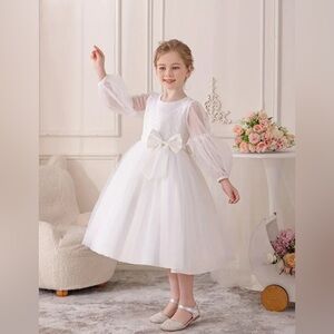 Girl's Luxury Bridal Formal White Dress